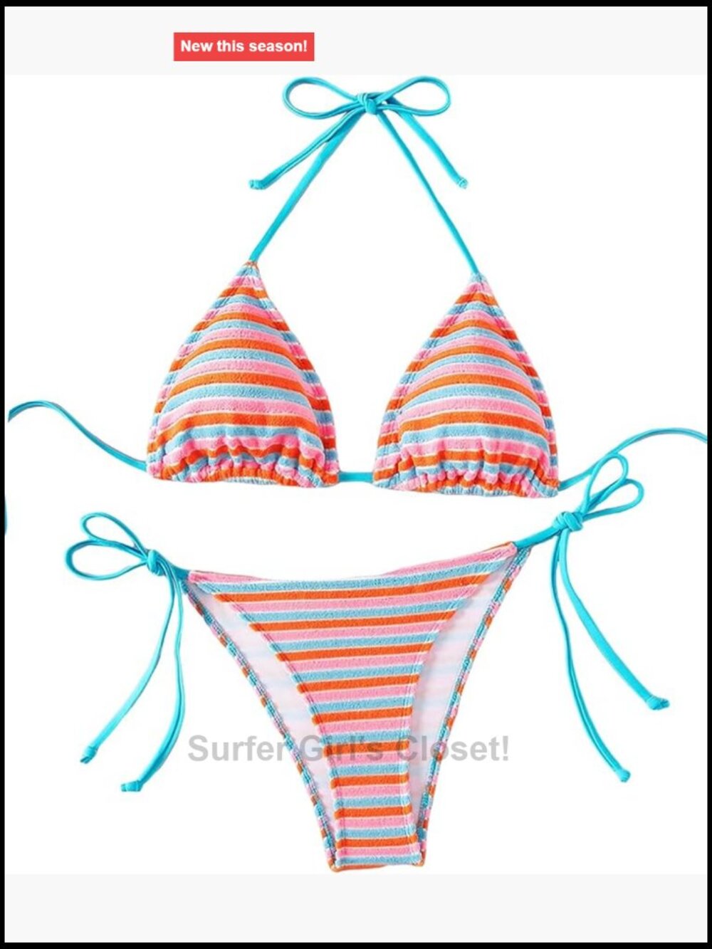 Floral Print Halter Tie Side Triangle Bikini Set